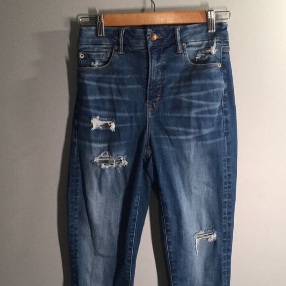American Eagle jeans women's size 2 long 2L blue curvy super hi-rise jeg… - Picture 5 of 16
